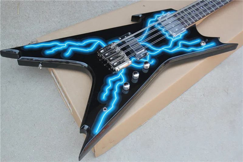 High-end custom 8-string electric bass, lightning decal design, double iron shell pickup, free shipping