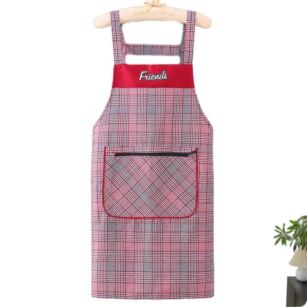 Fashion Antifouling Kitchen Apron Cotton Cloth With Zippered Storage Work Apron Wear Resistant Coffee House Apron Home & Garden