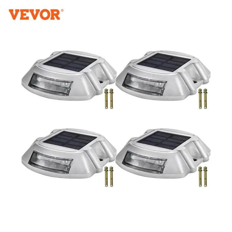 VEVOR Solar Dock Lights Deck Driveway Lights Outdoor Waterproof Wireless 6 LEDs for Path Warning Garden Walkway Sidewalk Steps