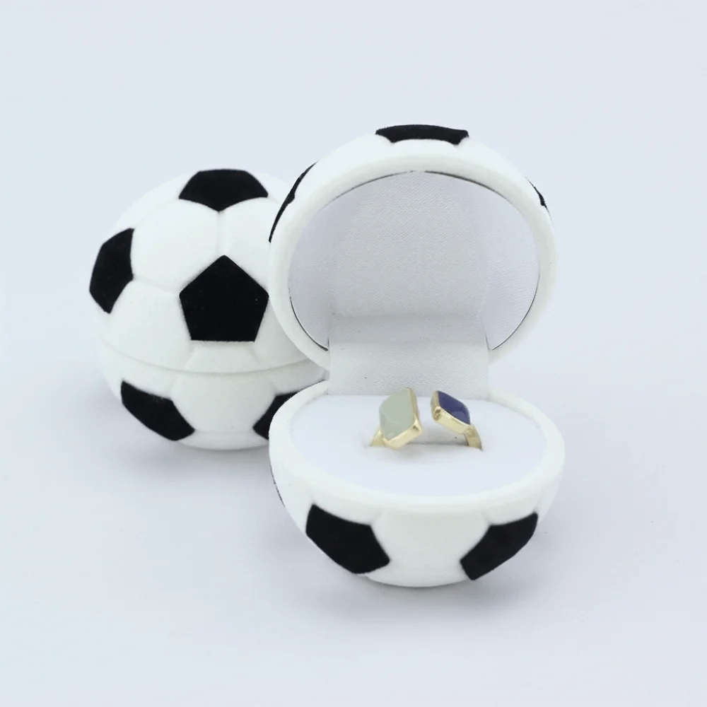 

Silky Velvet Velvet Jewelry Box Gray Color Compact Size Ring Holder Unique Design Football Shaped Football Shape Ring Case