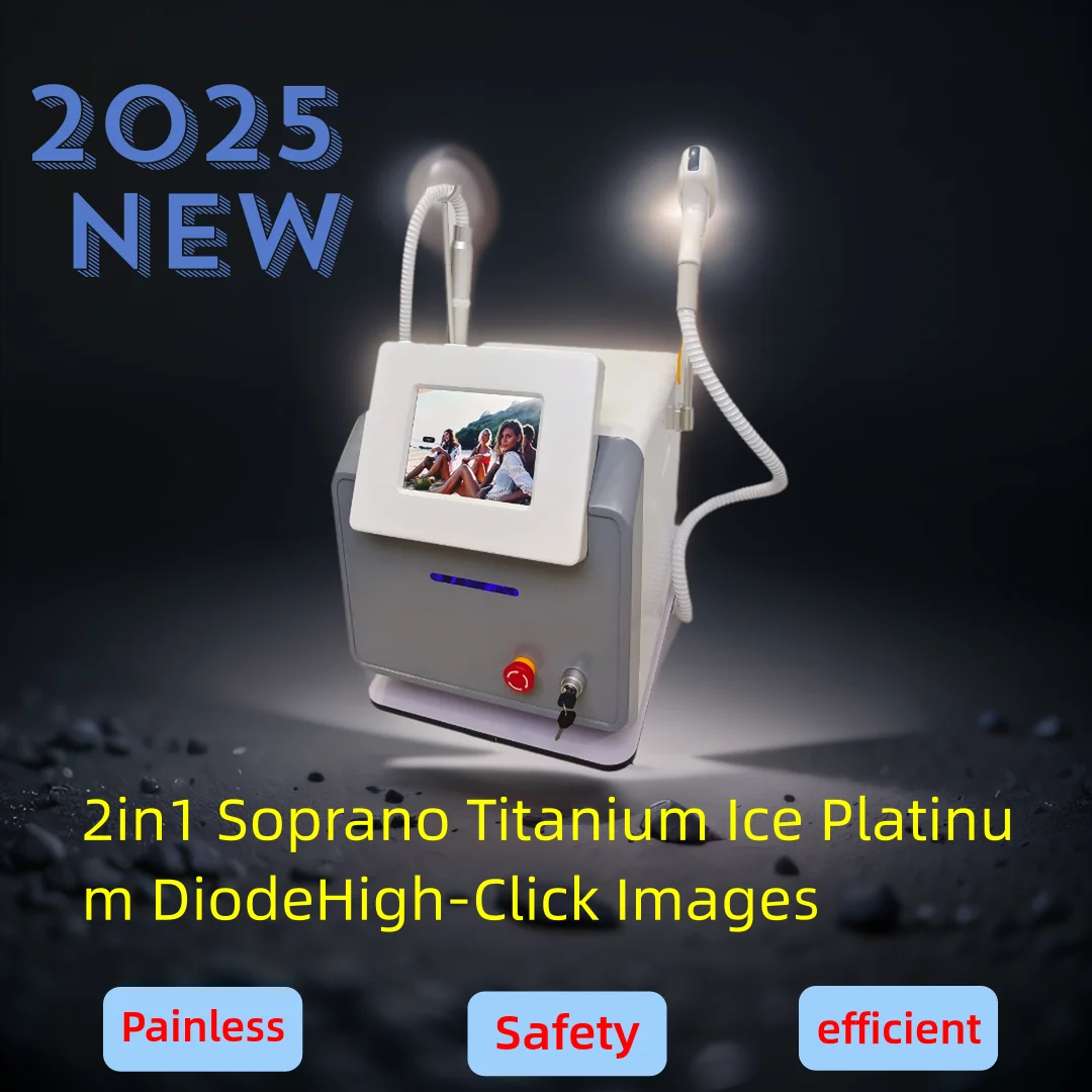 

2in1 Soprano Titanium Ice Platinum Diode 755 808 940 1064nm 4Wavelength Laser ND:YAG Machine Painless Hair Removal Machine 2025