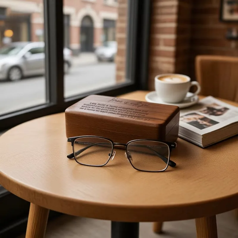 XMSJ JLY Luxury Rectangle High Gloss Solid Black Walnut Wood Gift Box Model SBJLY0003 For High-end Glasses And Sunglasses