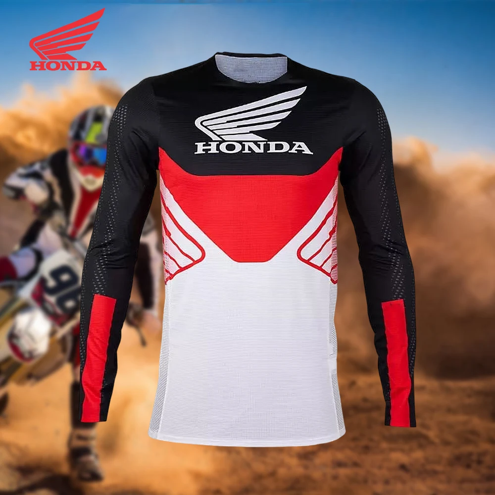 

Honda Off-road Motorcycle Long Sleeve Top, Sweat Absorbing Breathable Quick Dry Shirt for Sporty and Daily Riding Use
