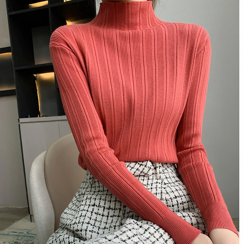 

MRMT 2024 Brand New Semi-Turtle Neck Women's Self-Led Pit Knitted Bottoming Sweater Pullover Tops Sweater For Female