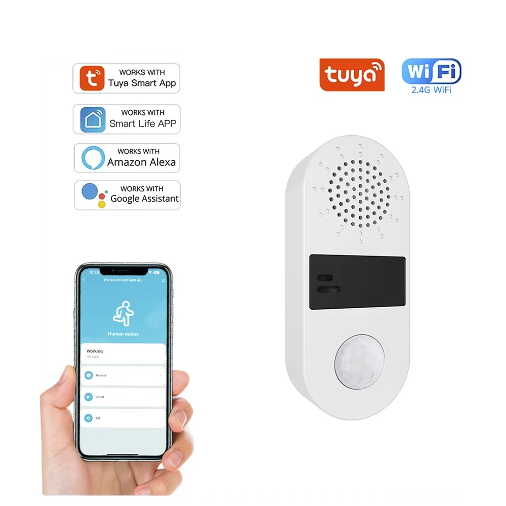 Tuya Wifi Sound&Light Alarm PIR Motion Sensor 130DB Human Infrared Detector Security Smart Life Works With Alexa Google Home