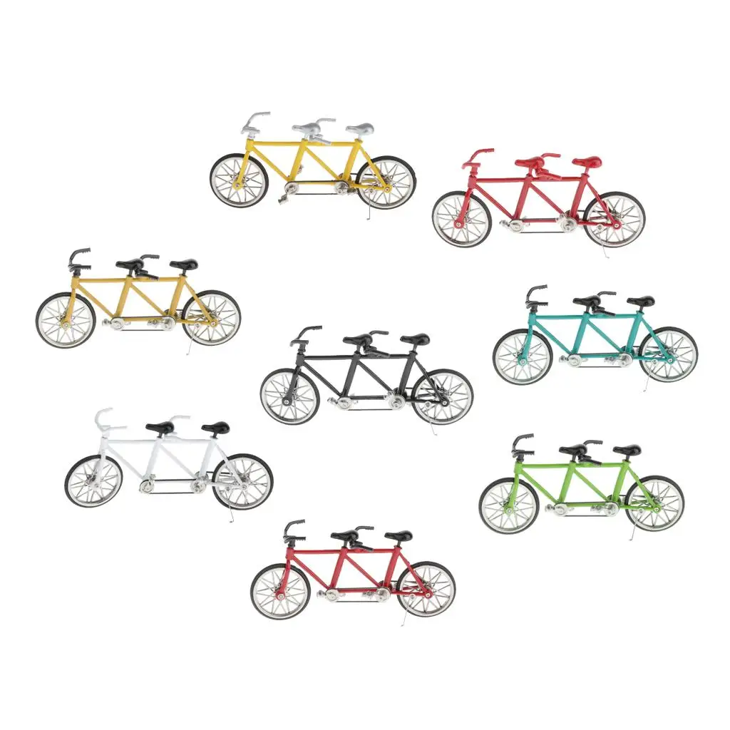 Unique Alloy Tandem Bicycle Replica Toy Creative Crafts Model for Office Shelf Ornament