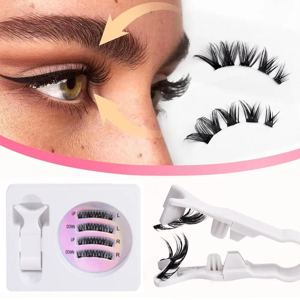 Fashionable Natural Magnetic Eyelash Kit Reusable 3D Non-glue False Eyelashes Glue-free Wispy Long Manga Lashes Novice