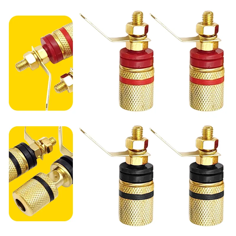 4/8/16pcs 4mm Banana Plug Socket Gold Plated Amplifier Speaker Terminal Binding Post Connector Suitable for 4mm Banana Plugs