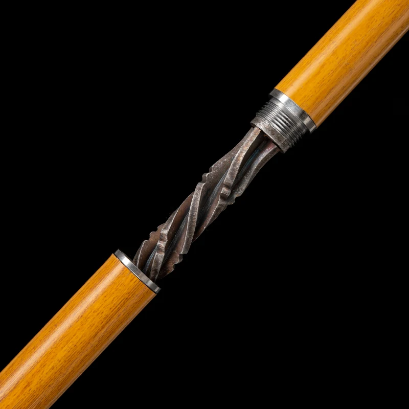 Handmade High Chromium Steel Twisted Whip, Yellow Bamboo Shirasaya Sword, Real Full Tang, Training Iaito Katana, Home Decor