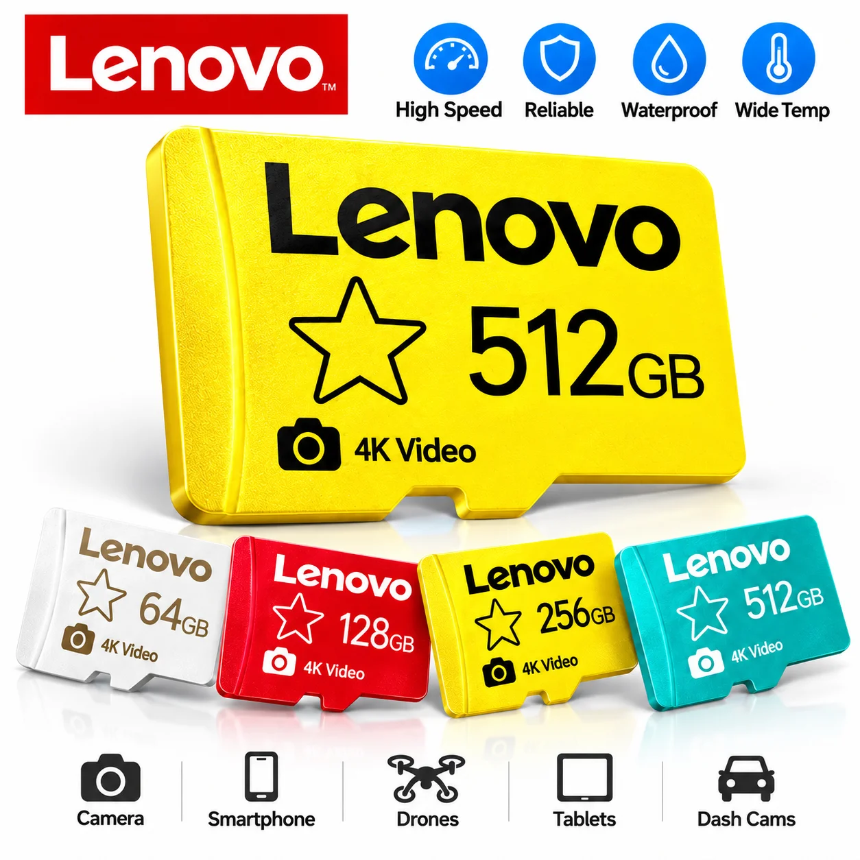 Lenovo Original Micro SD Card UHS-I I A1 V60 Memory Card for Nintendo Switch Flash Memory Cards 128GB For Insta360 DJI Drone