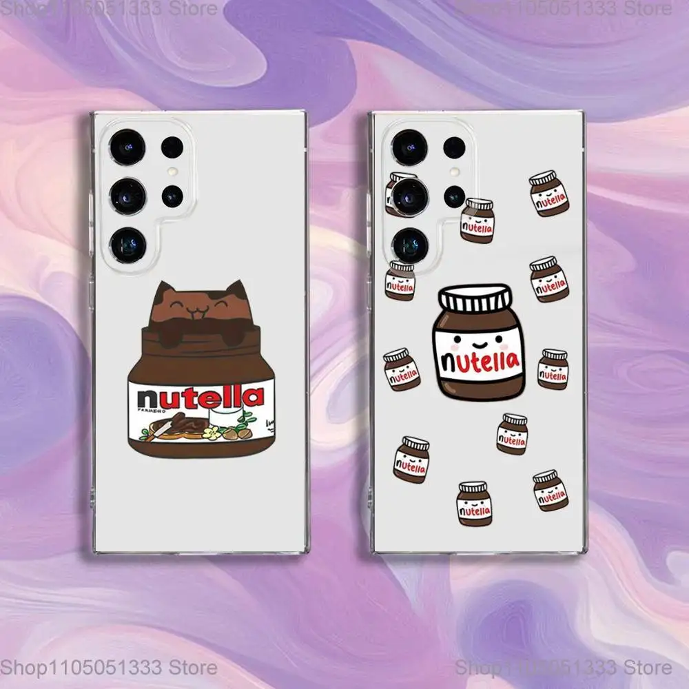 

N-Nutella Cute Chocolate Phone Case For Samsung S24,30,21,22,23,20 FE,lite,PIus,Ultra,5G,Note,9,10 Transparent Cover
