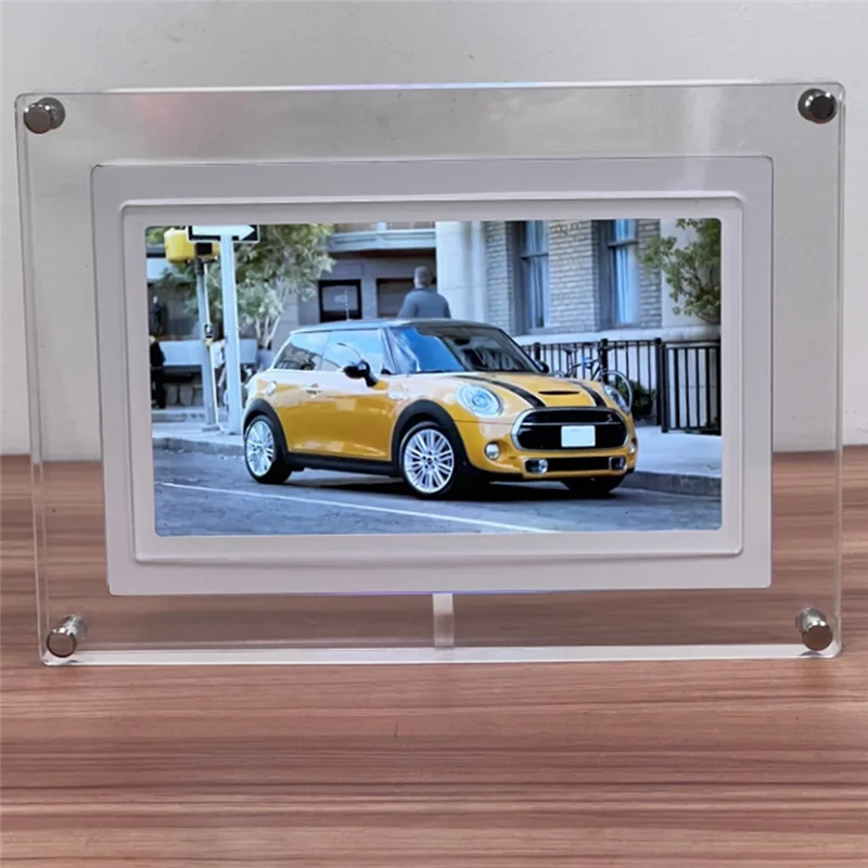 3CGRO-IPS Digital Picture Photo Frame With Music-Sync LED Ambient Light Auto-Rotation 4GB Video/Photo Playback US Plug