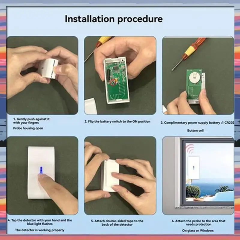 AC18(Guaranteed) 433Mhz Wireless Vibration Glass Break Detector 10Pcs, Adjustable Sensitivity, Alarm Systems Compatible
