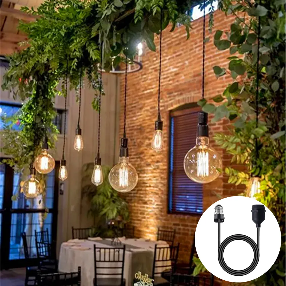 E27 to E27 Vintage Light Socket Extender, String Lights Extension for Backyard, Porch, Garden Indoor Outdoor Garage Patio Use image 2