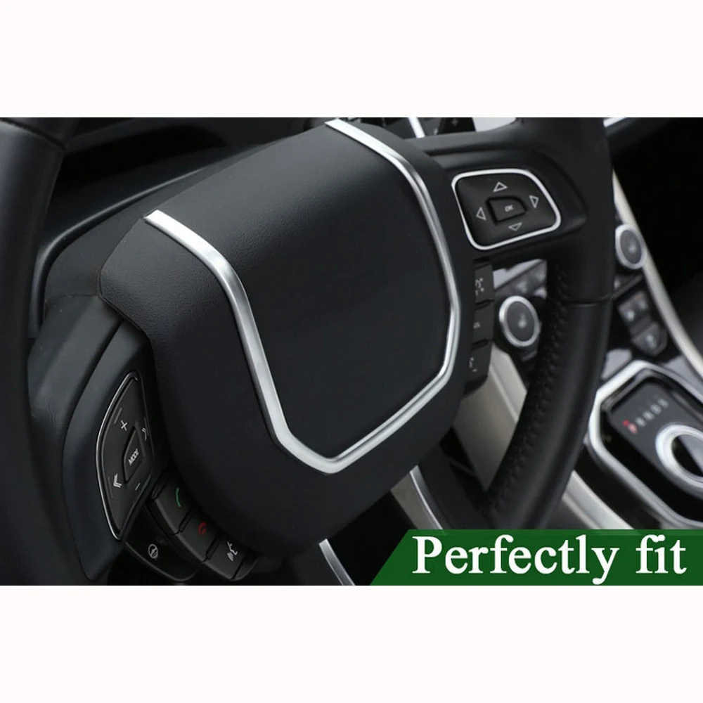 Car Steering Wheel Strip Cover Trim Stickers for Land Rover Range Rover Evoque 2012-2017 ABS Chrome Car Styling Interior