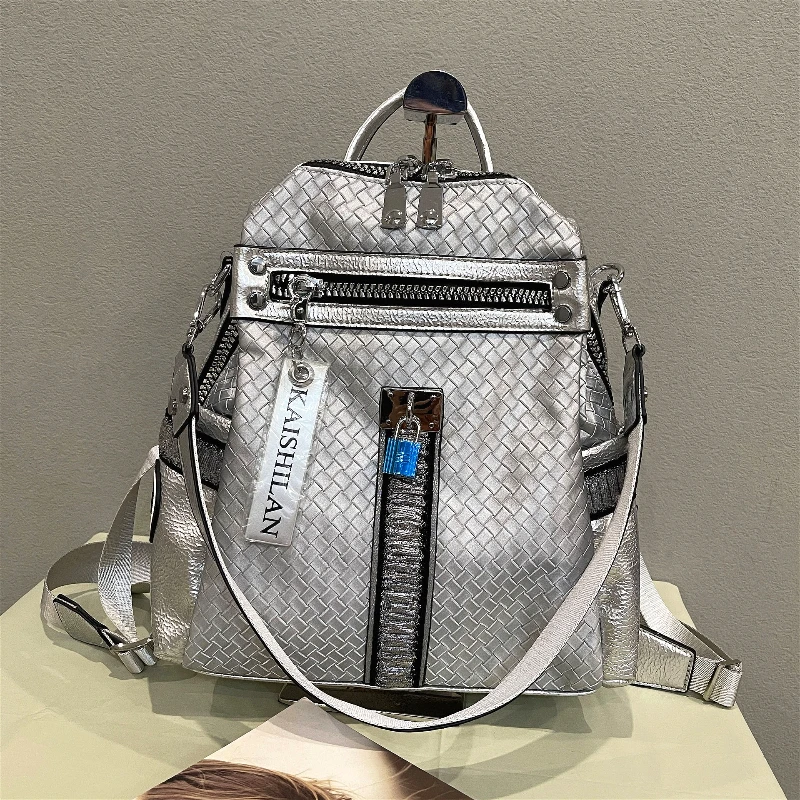 

Fashion Large-capacity Women's Backpack 2025 Luxury Shoulder Ita Bag Silver Female Rucksack Girls Back Pack Mochilas