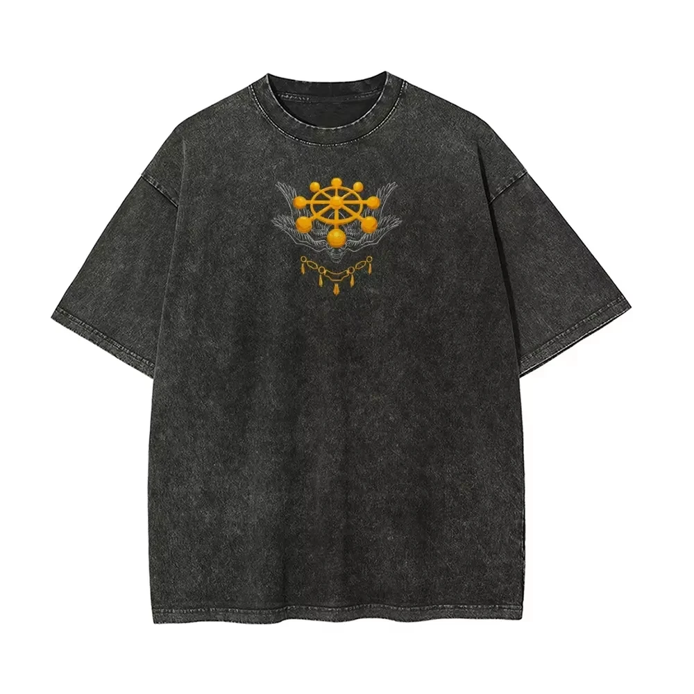 Mahoraga T Shirt Jujutsu Kaisen Men Acid Wash Mahoraga Wheel Anime Graphic Streetwear Shikigami Divine Dog Vintage Bootleg Tops