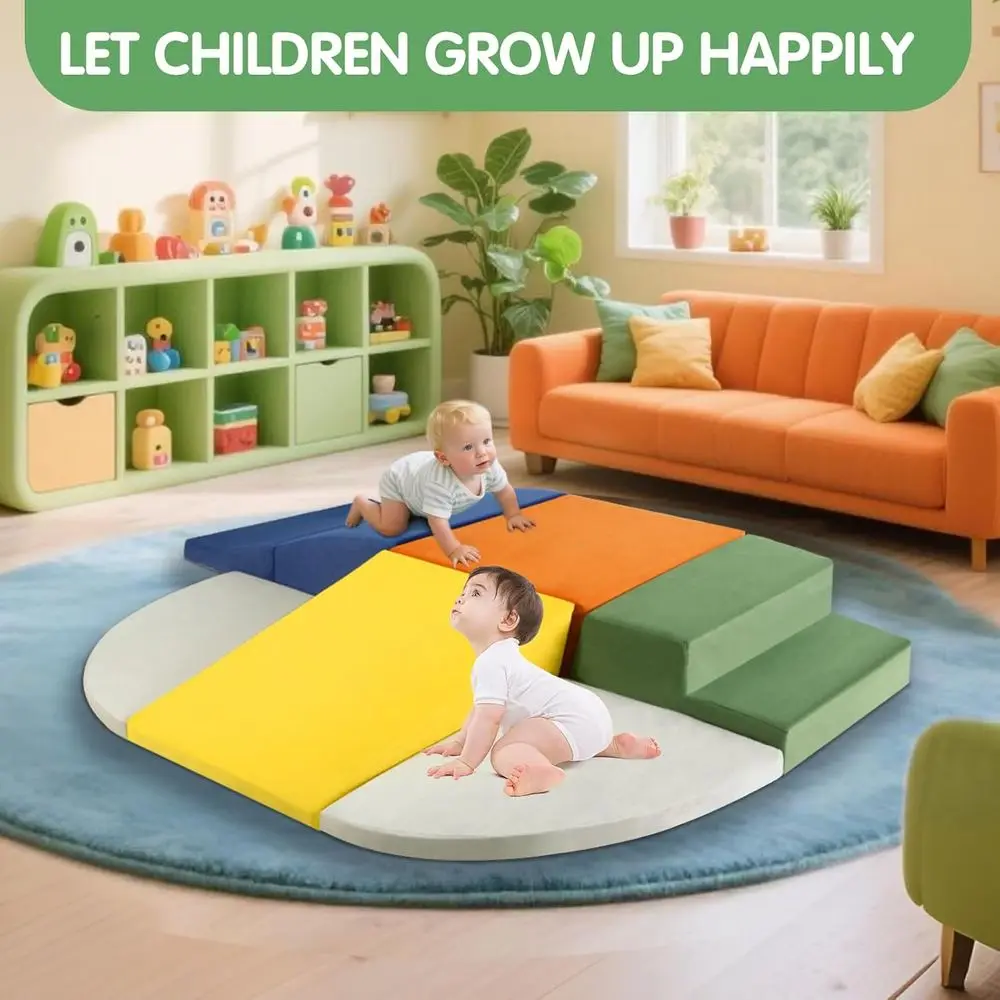 6-częściowy zestaw dużych piankowych klocków do wspinaczki dla maluchów, kolorowy zestaw do zabawy w pomieszczeniach rozwijający umiejętności motoryczne i koordynację kolorystyczną, odpowiedni dla dzieci w wieku 1-