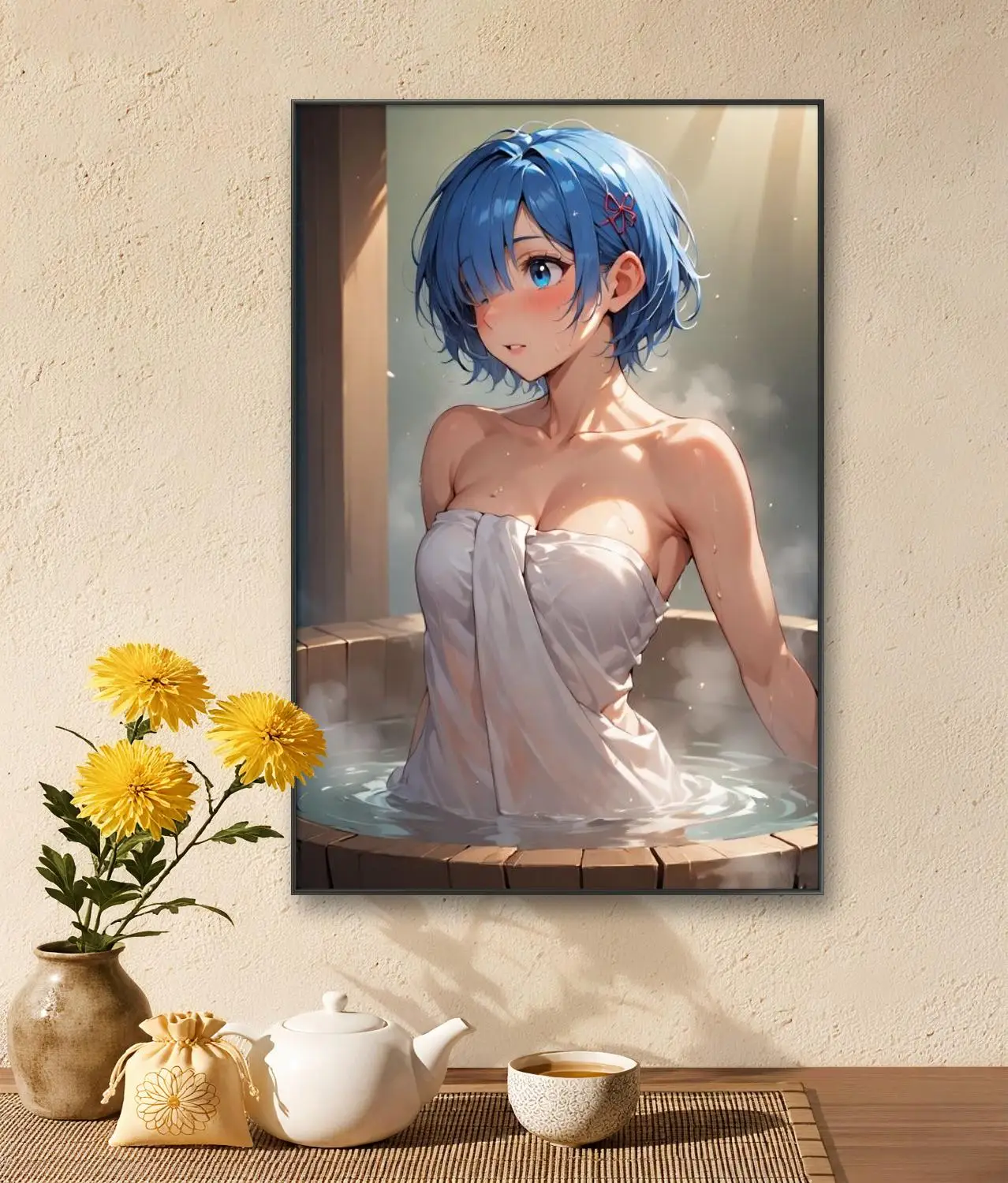 LunaArt انمي ياباني فتاة قماش اللوحة المشارك ديكور المنزل جدار الفن الهدايا مروحة الرسوم التوضيحية الفنية #3