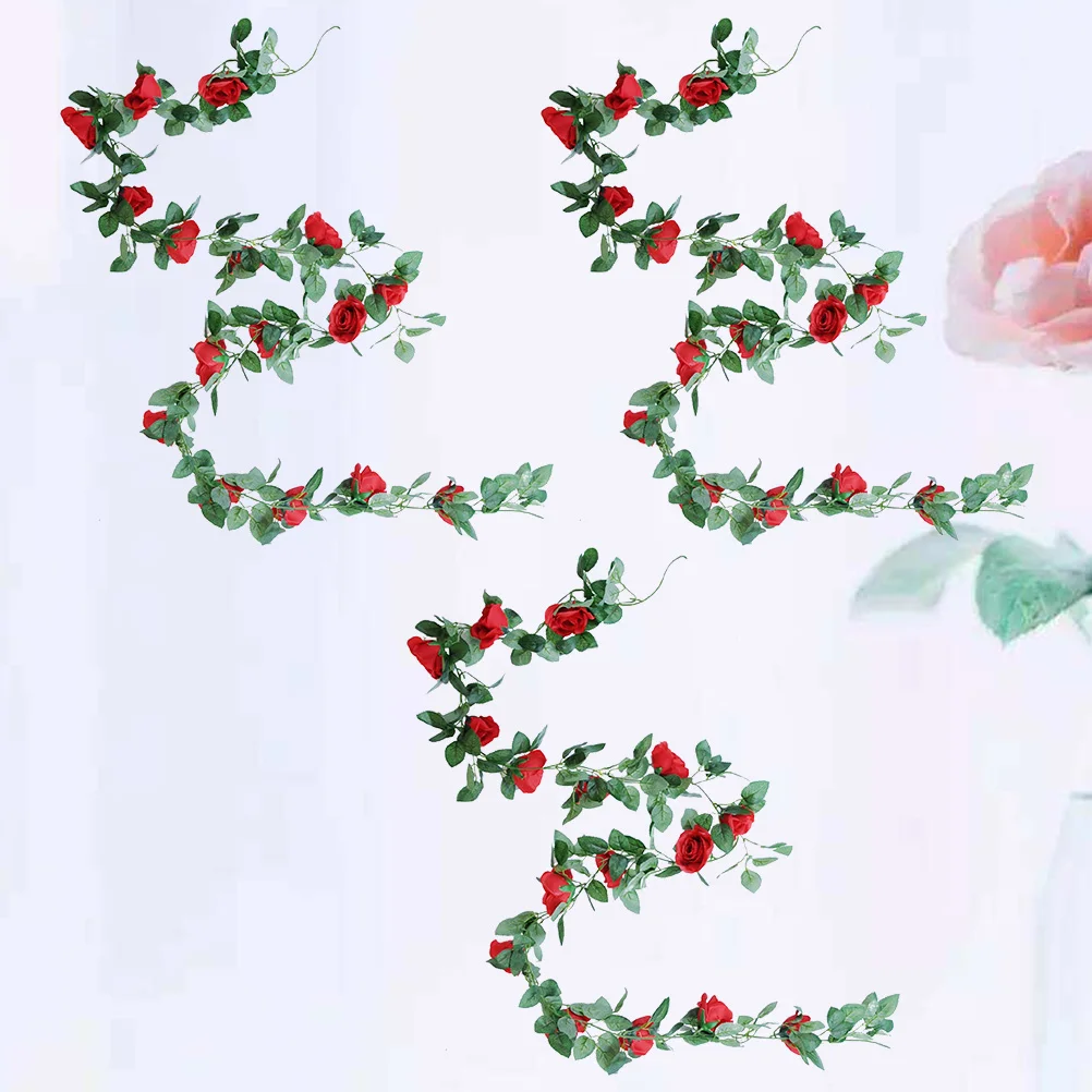 

3Pcs Simulation Rose Vine Artificial 2.2m Flower Rattan Wedding Party Decor Photography Prop Rustic Home Style