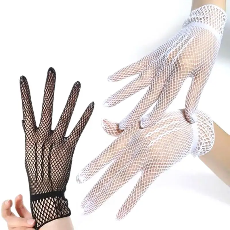 

652F Sheer Gloves Sun Summer Short Gloves for Women Evening Party
