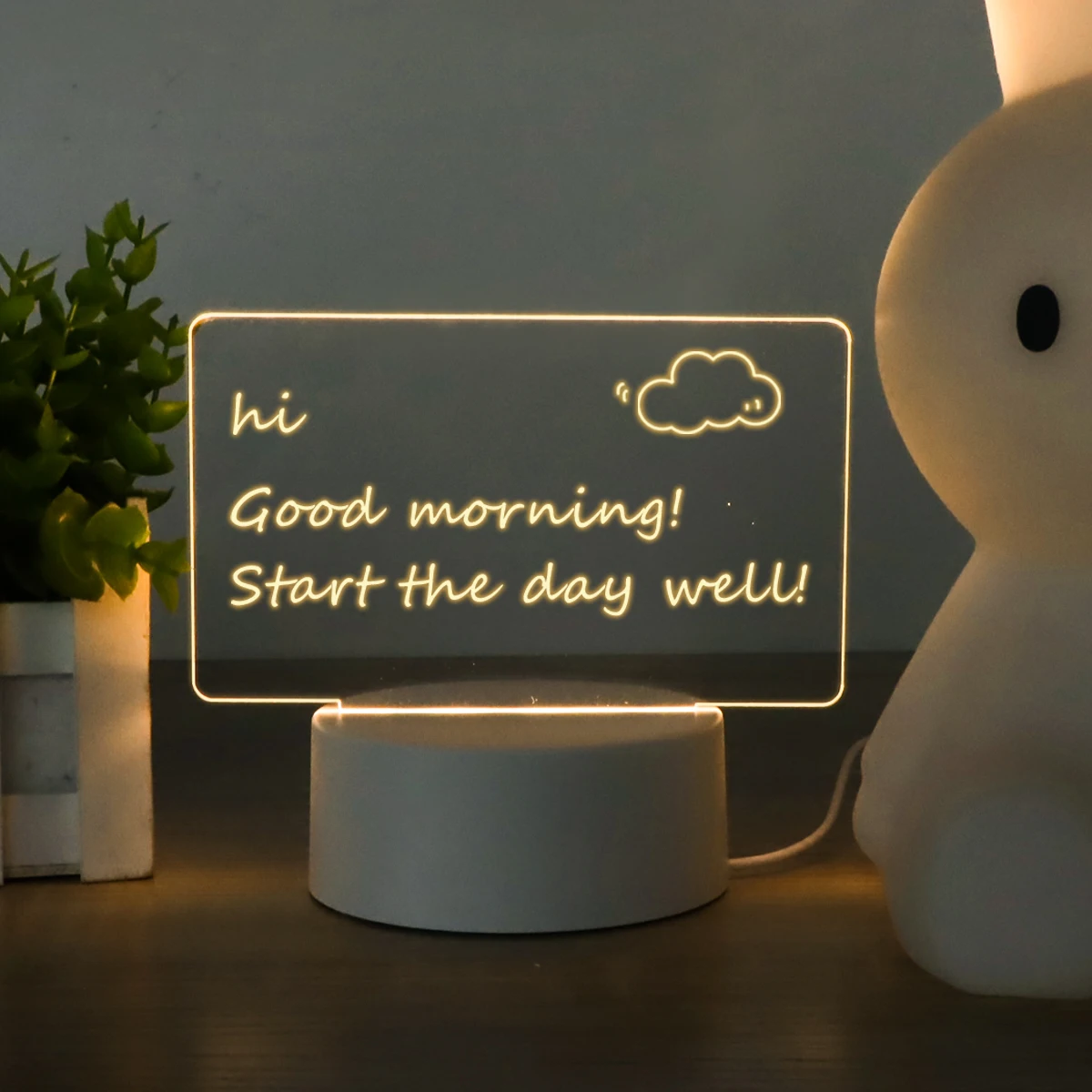 LED Desk Lamp With Message Board Bedroom Decoration Night Light DIY Hand Written Panel USB Table Lamps