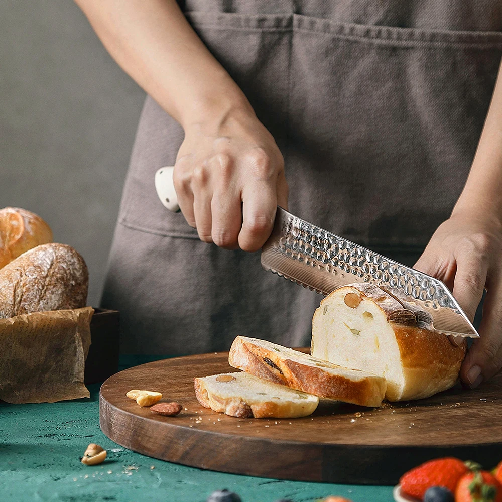 Imagem -04 - Hezhen Polegada Faca de Pão Aço Damasco Faca Cozinha Cozinhar Talheres 2023 Novo Design Ferramentas Cozinha Bolo Faca