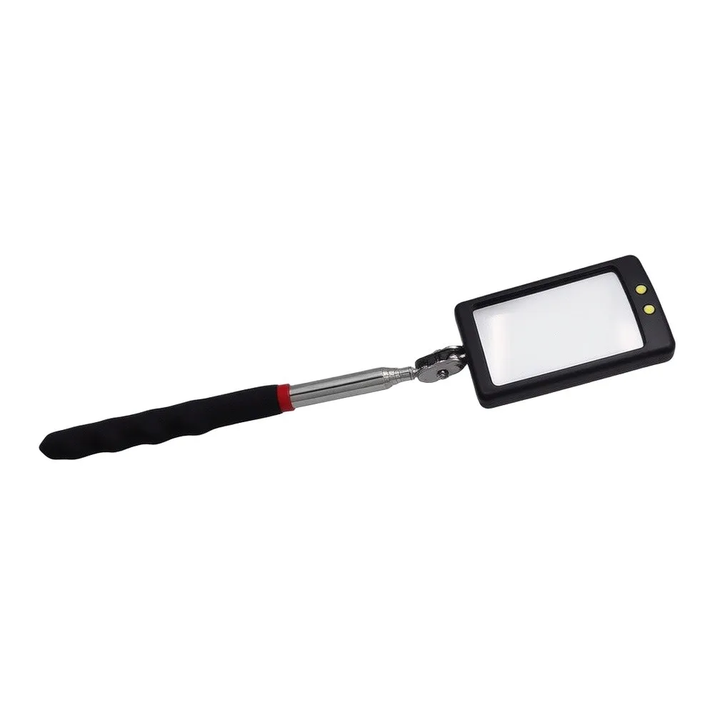 Compact Telescopic Underbody Mirror with Dual LEDs 34 inch Extendable Reach for Mechanics Inspectors and DIY Repair