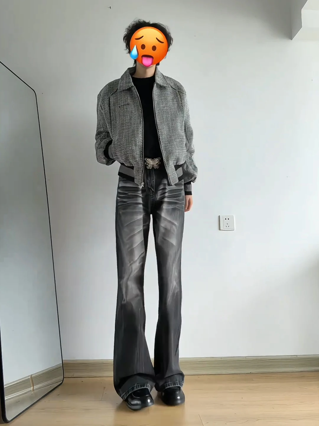 

Extended Length Men's Jeans Cleanfit Slim Straight Leggings mid Waist Zipper Closure Autumn Season Fashion plus Size