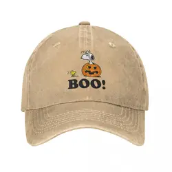 Peanuts Halloween Snoopy Woodstock BOO Men Women Baseball Cap Distressed Cotton Hats Cap Retro Outdoor Summer Headwear