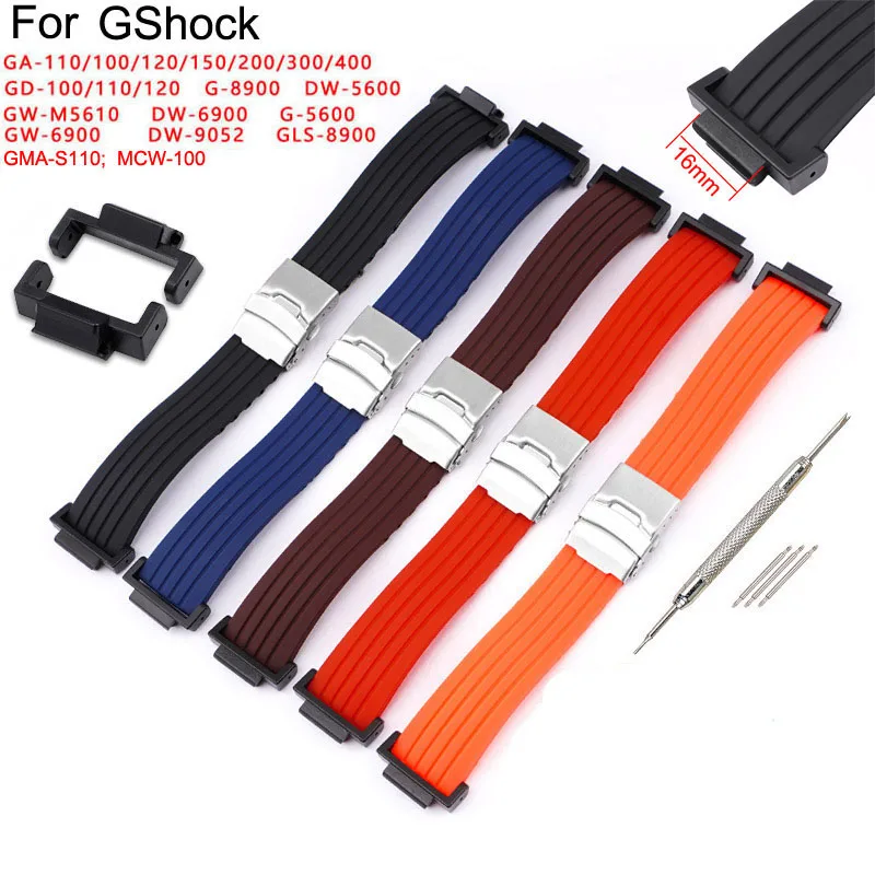 Tire Silicone Watch Strap For Casio G-Shock GA2100 110 MCW GD-100 G5600 DW9052 GW-6900 GLS8900 GMAS110 Watch Band Wristband Belt