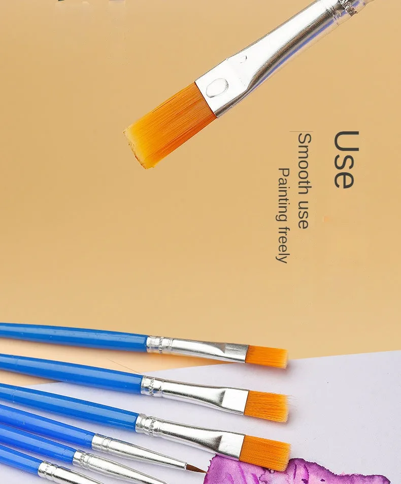 10/20/50Pcs Malerei Pinsel Set Kunst Runde Flache Haar Nylon Haar Pinsel Stift für Öl Acryl aquarell Schule Kunst Liefert – Detail 9
