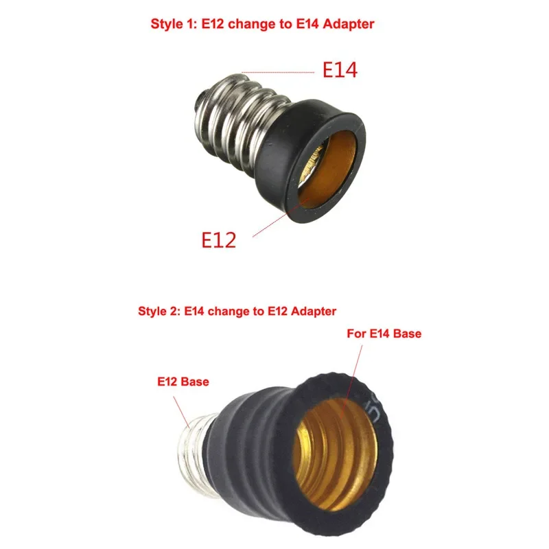 Adaptador de portalámparas, 1 piezas, E12 a E14 o E14 a E12, convertidor de Base de luz Led, candelabro