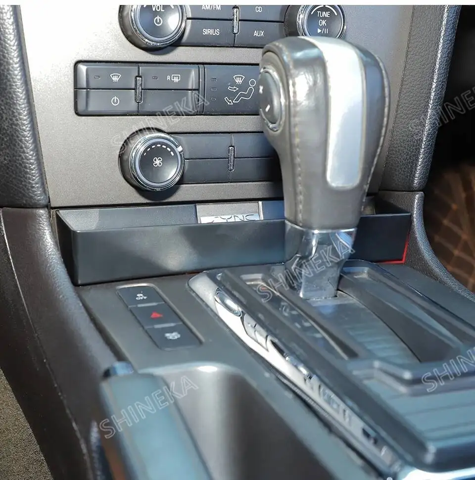 SHINEKA Stauraum-Organizer für Ford Mustang 2010 2011 2012 2013 2014, ABS-Auto-Schalthebel-Aufbewahrungsbox, Organizer, Innenzubehör – Detail 7