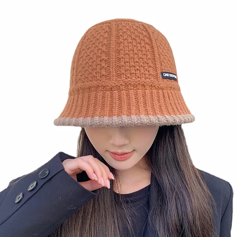 New Women\'s Hat Winter Warm Bucket Hat Fisherman Hats Female Fashion Korean Version Knitted Beanie Retro Panama Cap For Women