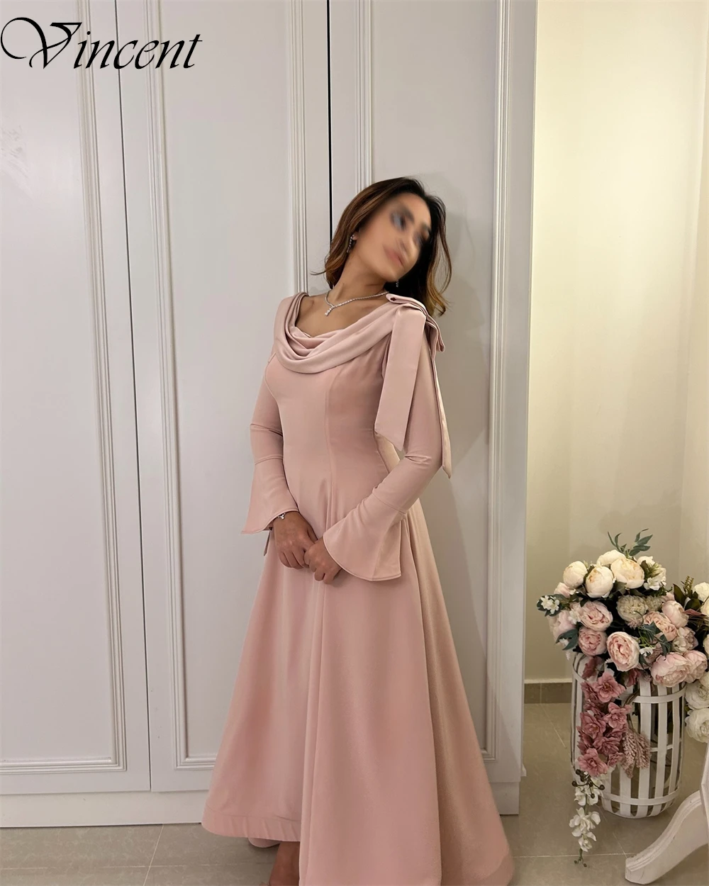 Customized Classic Strapless Long Sleeves Prom Dresses Simple A-Line Special Occasion Gowns High Quality Jersey Evening Dresses