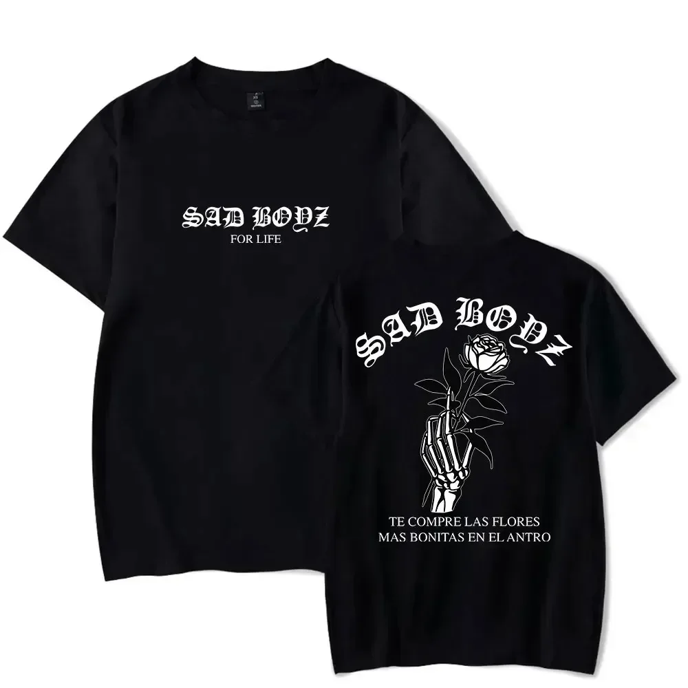 Junior H Las Flores Tee Sad Boyz Tour Merch Print Men's T-Shirts Summer Women Man Fashion Casual Short Sleeve Cotton Tops Tee