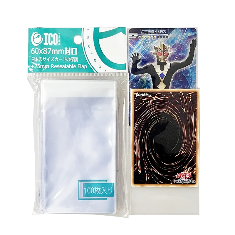 ICO New CPP Material Japanese Sized Game Yu-Gi-Oh Small Sized 60x87mm Sealable Card Film Transparent Clear Sleeves 100 Pieces