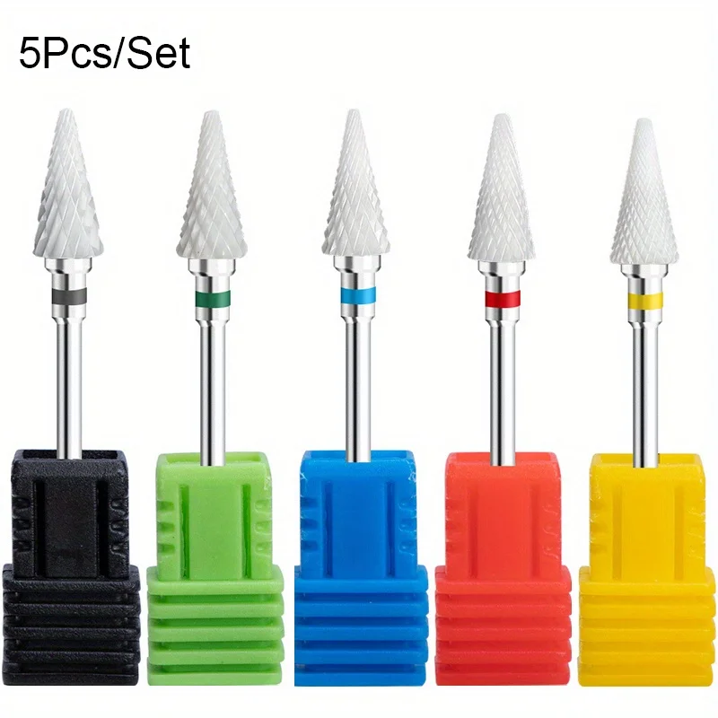 5PCS/Set Ceramic Carbide Tungsten Nail Drill Bits For Electric Drill Manicure Pedicure Tools Nail Drill Machine Accessories