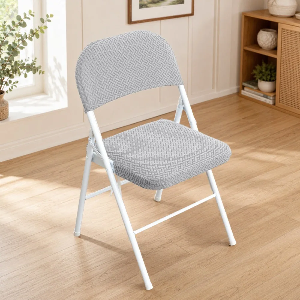 2PCS/SET Easy To Install Elastic Folding Chair Cover Solid Color Dust-proof Chair Slipcover Removable Soft Stool Cover Office