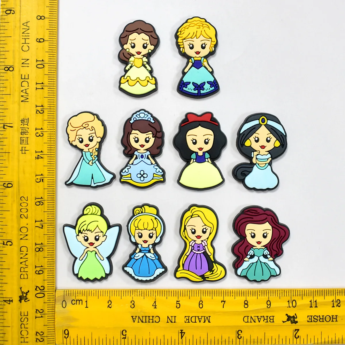 13Pcs Set Cartoon Cute Princess Rubber PVC Shoe Charms For Slides Sandals DIY Custom Accessories Soft Clog Pins Studs Wholesale
