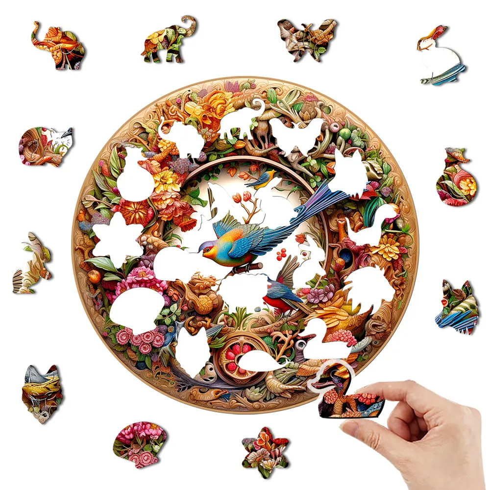 Gubao Disk Flying Bird Wooden Puzzle Personalized 3D Puzzle Adult Children's Gift Education Children's Toy Game