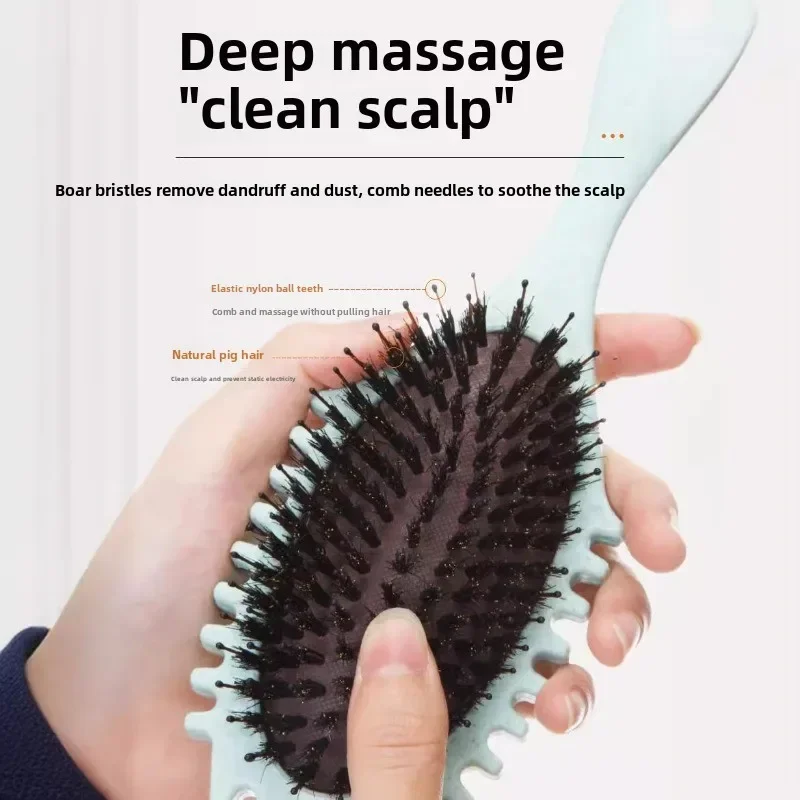 1Pc Boar Bristle Hair Brush Large Hair Brush for Travel Mirror Comb Paddle Brush Head Massager Detangling Hair Style Accessories