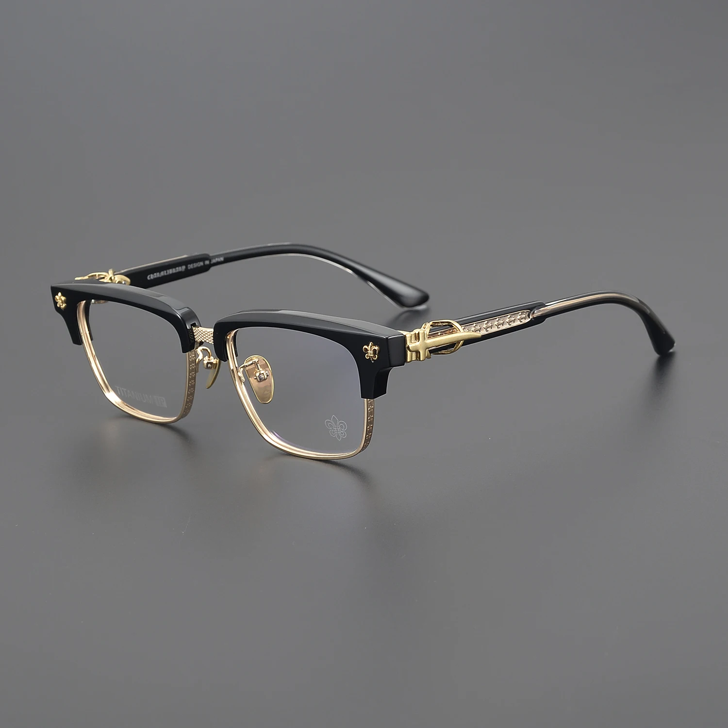 

Anti Blue Light Lenses Titanium Frame Rectangular Half Black Frame Fashionable and Popular Optical Prescription Glasses Unisex