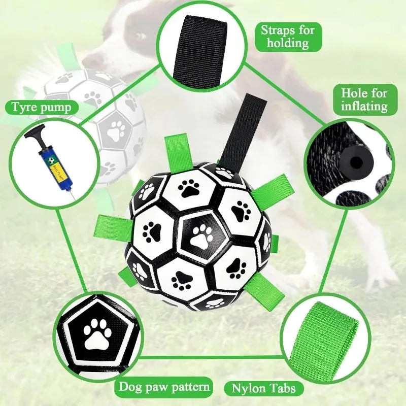 Interactive Pet Football Toys With Grab Tabs Dog Bite Chew Balls Pets Accessories Puppy Outdoor Training Soccer 15/19cm for Pet view 6
