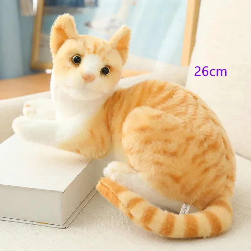 25cm Lifelike Stuffed Siame Cats Plush Toy Simulation American Shorthair Cute Cat Pet Toys Lifelike Home Decor Birthday Gift Kid