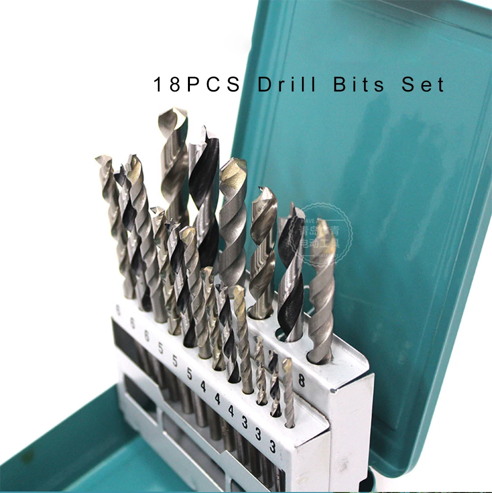 

Japan Makita 18PCS Drill Bits Set Impact Drill Part Twist Drill Hand drill Accessories for wood woeking metal stone