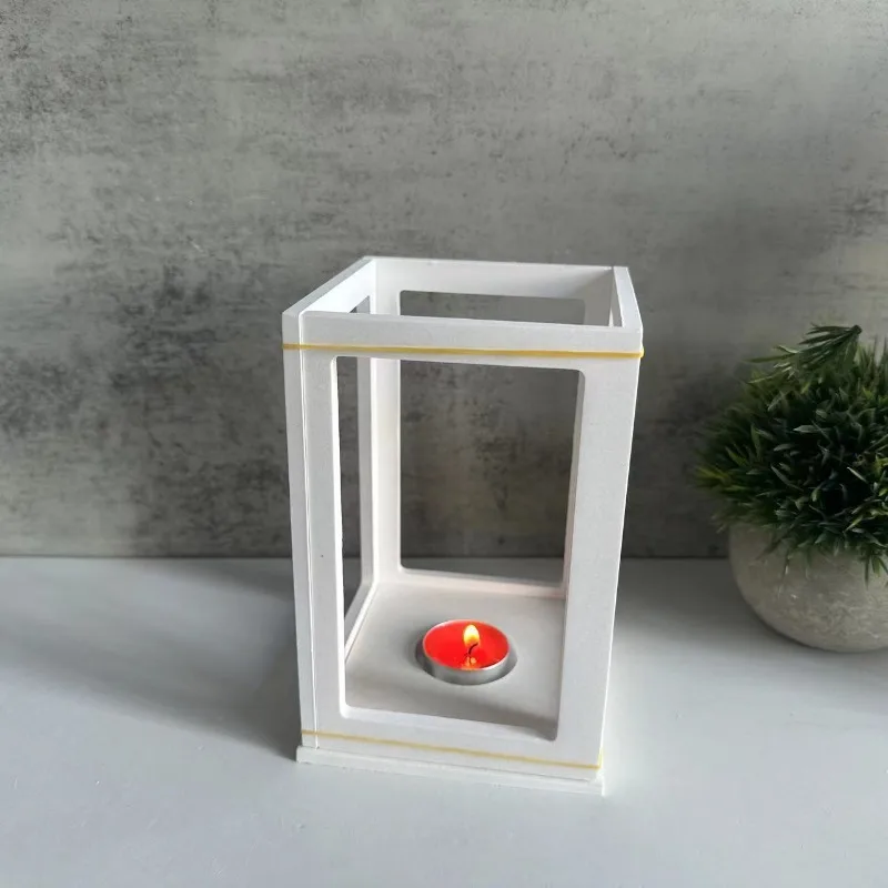 3d Rechteck Tee licht halter Silikon form Linie Laterne Kerzenhalter Beton formen Basis Dekor