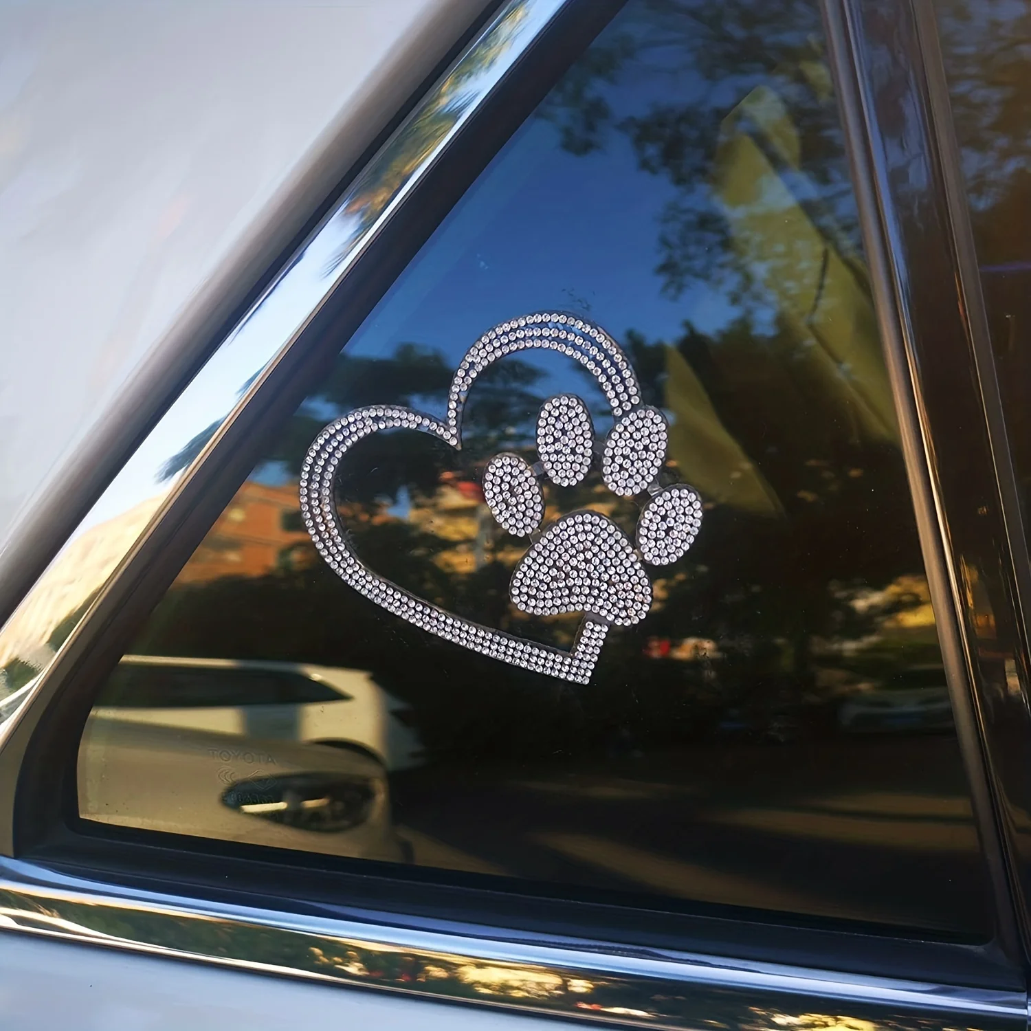 Car Bling Stickers And Decals, Cars Walls Laptop Luggage Bling Rhinestone Stickers, Heart With Dog Paw(4 X 3.5 Inch)