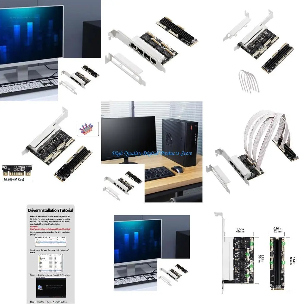 

U2JE Reliable and Fast M.2(B+M to 4 Ports RJ45 Gigabit Ethernet Card Converter